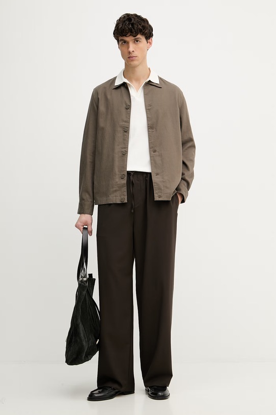 Marc O'Polo polo męskie z lnem 5000012664 beżowy SS26