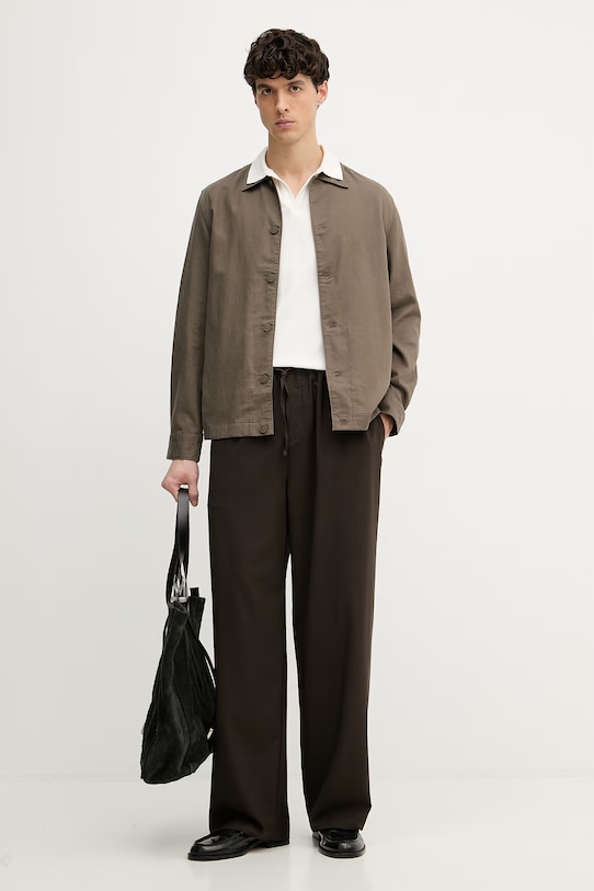 Marc O'Polo polo męskie z lnem 5000012664 beżowy SS26