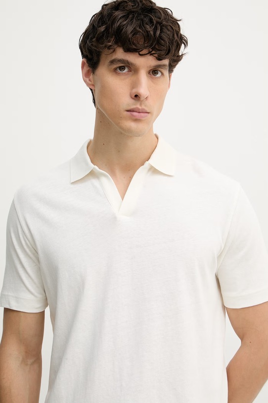 Marc O'Polo polo męskie z lnem beżowy 5000012664