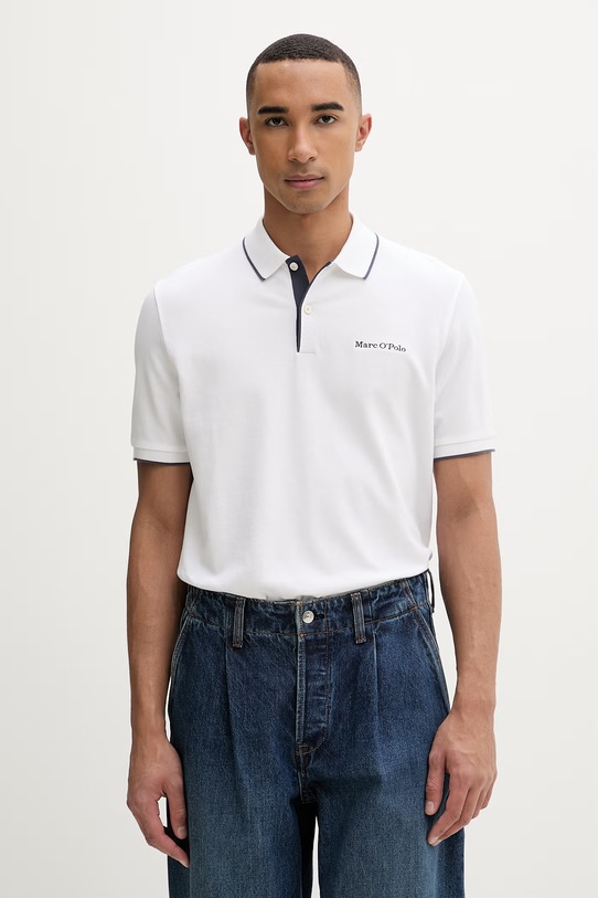 Marc O'Polo polo męskie bawełniane biały 5000012673