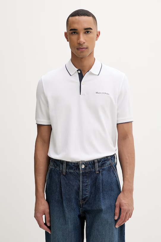Marc O'Polo polo męskie bawełniane biały 5000012673