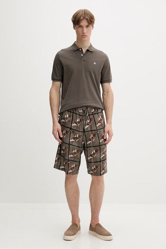 Marc O'Polo polo męskie bawełniane 5000012674 brązowy SS26