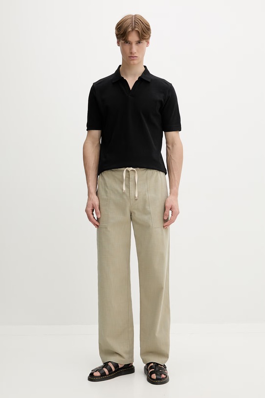 Marc O'Polo polo męskie z dodatkiem lnu 5000012676 czarny SS26