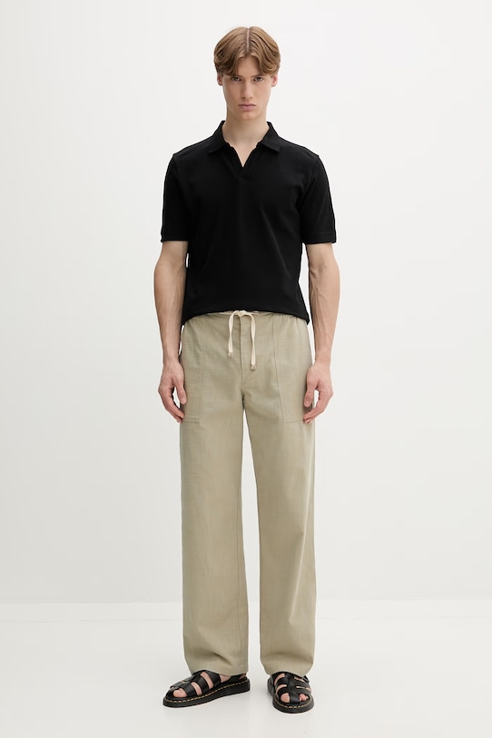 Marc O'Polo polo męskie z dodatkiem lnu 5000012676 czarny SS26