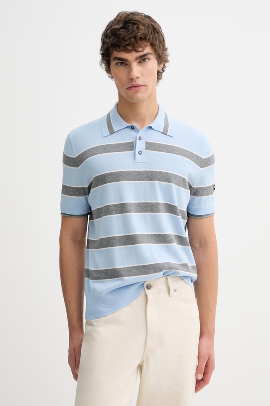 Iceberg polo bawełniane wzorzyste niebieski A002.9503