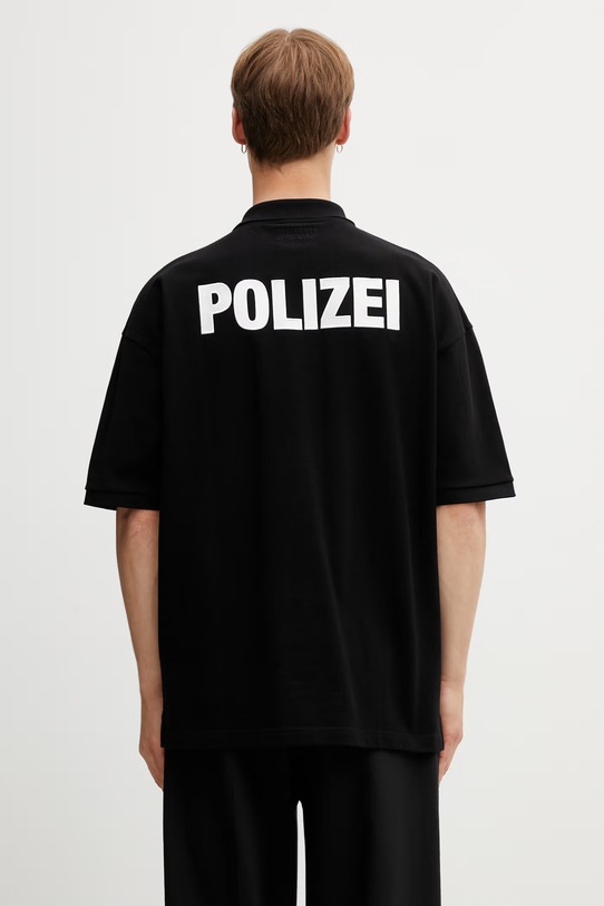 Odzież Vetements Polizei polo bawełniane męskie ME76PO226B czarny