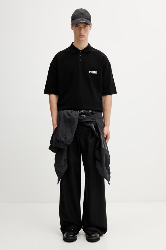 Vetements Polizei polo bawełniane męskie ME76PO226B czarny