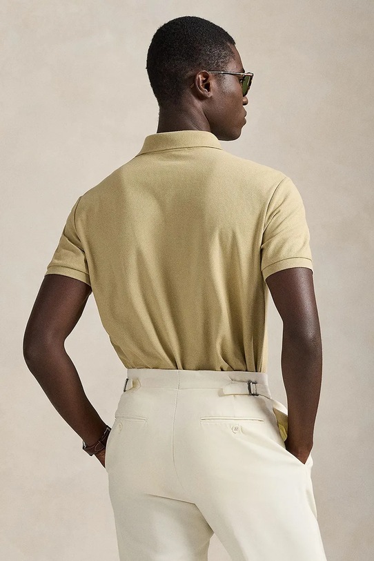 Памучна тениска с яка Polo Ralph Lauren 710B13479 бежов SS26