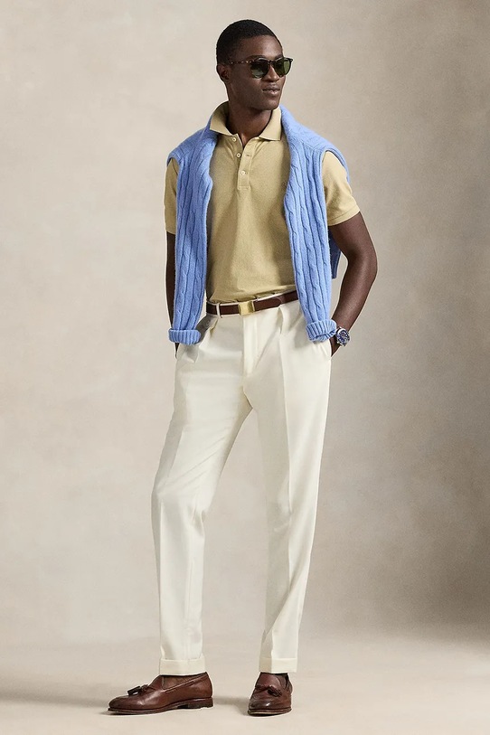 Дрехи Памучна тениска с яка Polo Ralph Lauren 710B13479 бежов