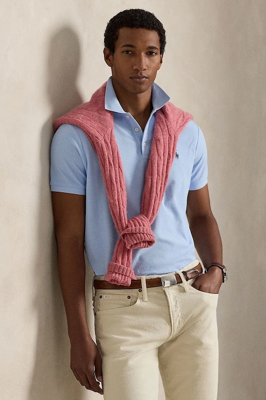 Polo Ralph Lauren polo de bumbac 710B13479 albastru