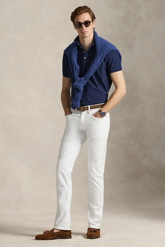 Odzież Polo Ralph Lauren polo bawełniane 710B13479 granatowy