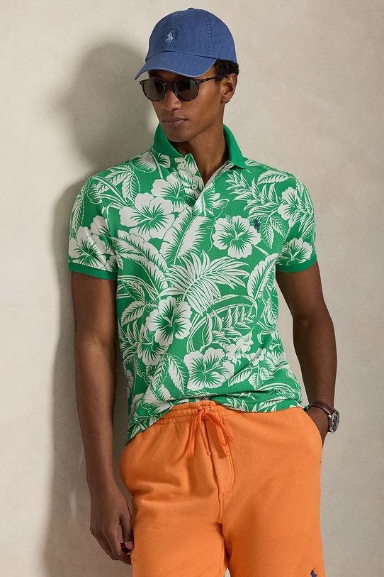 Polo Ralph Lauren polo bawełniane wzorzyste zielony 710B13529