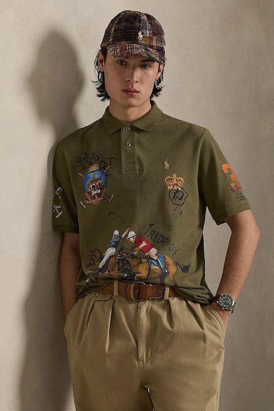 Polo Ralph Lauren поло мужское из хлопка зелёный 710B13509