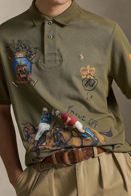 Polo Ralph Lauren поло мужское из хлопка зелёный 710B13509