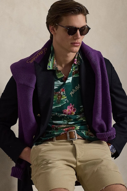 Polo Ralph Lauren polo z dodatkiem lnu 710B13535 zielony