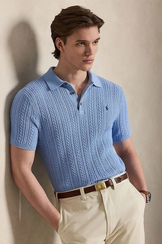 Odzież Polo Ralph Lauren polo bawełniane 710B13893 niebieski