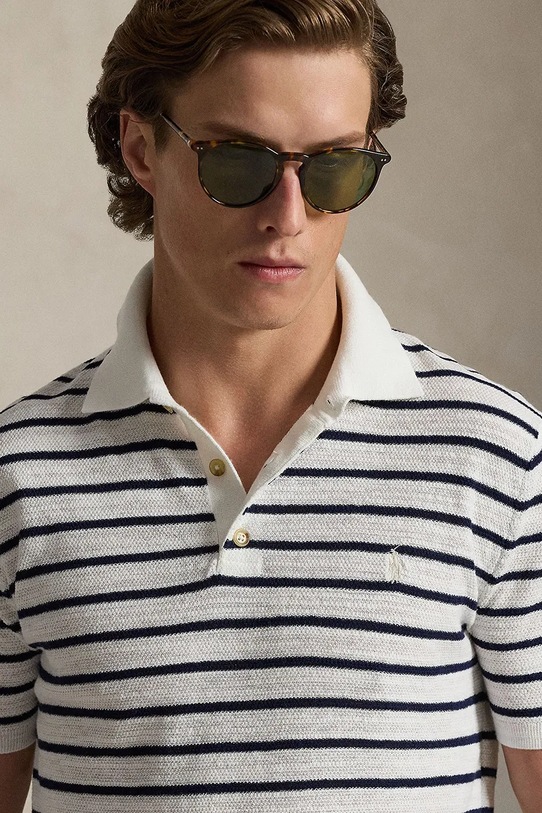 Polo Ralph Lauren polo z domieszką lnu biały 710B13894