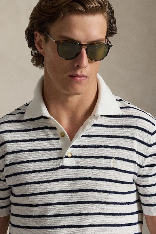 Polo Ralph Lauren polo z domieszką lnu biały 710B13894