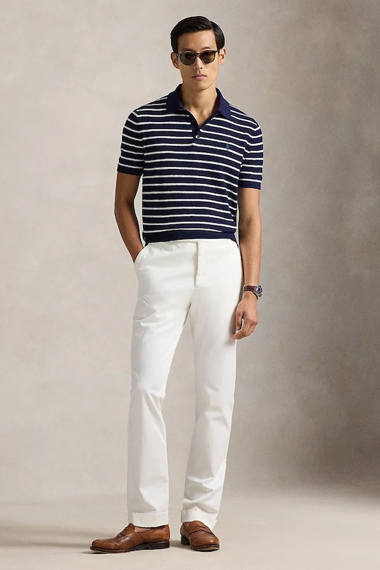 Odzież Polo Ralph Lauren polo z domieszką lnu 710B13894 granatowy