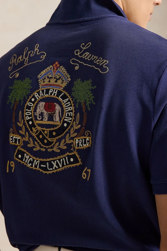 Polo Ralph Lauren поло мужское из хлопка тёмно-синий 710B13534