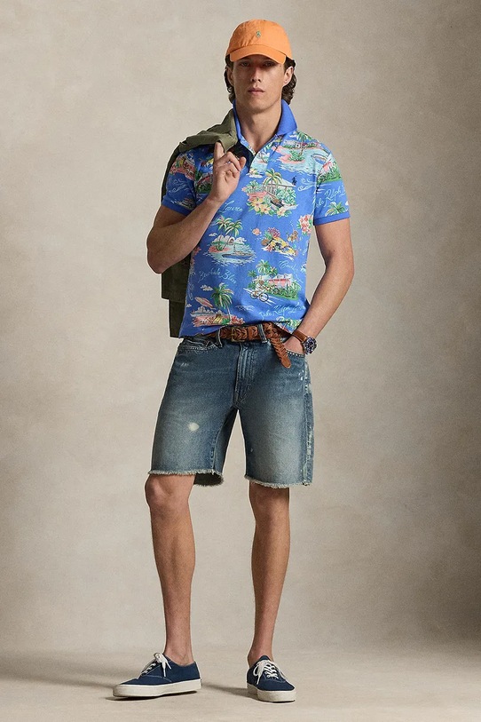 Odzież Polo Ralph Lauren polo bawełniane 710B14509 niebieski