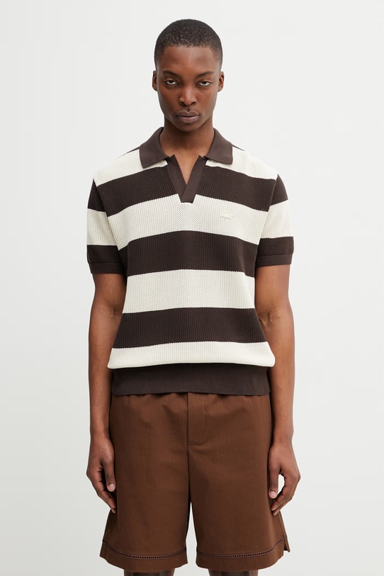 Lacoste polo bawełniane męskie beżowy AH2561