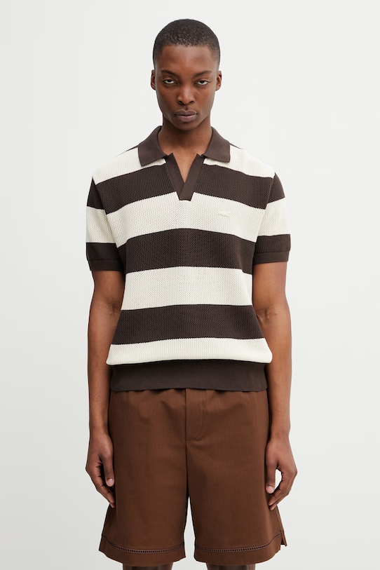 Lacoste polo bawełniane męskie beżowy AH2561