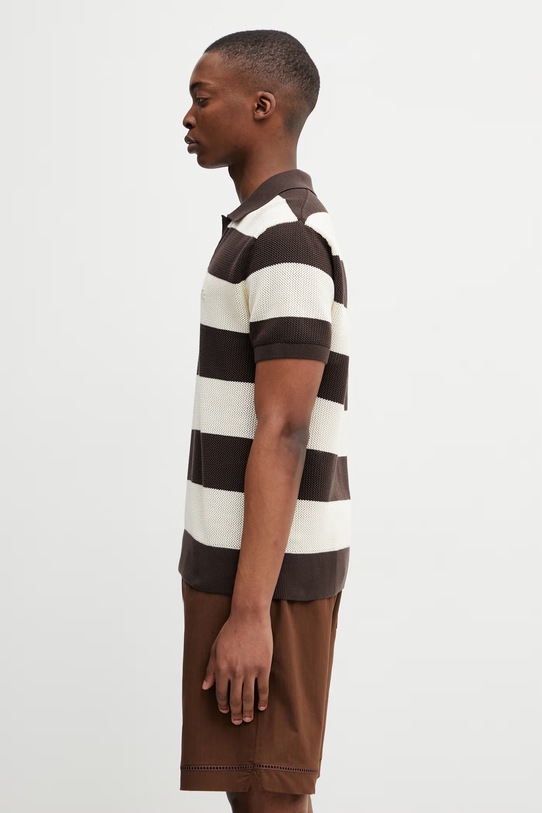 Lacoste polo bawełniane męskie AH2561 beżowy SS26