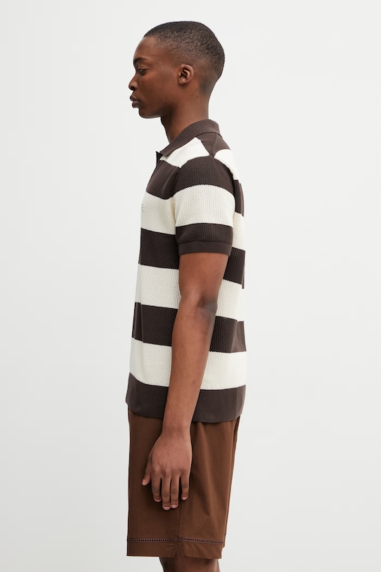 Lacoste polo bawełniane męskie AH2561 beżowy SS26