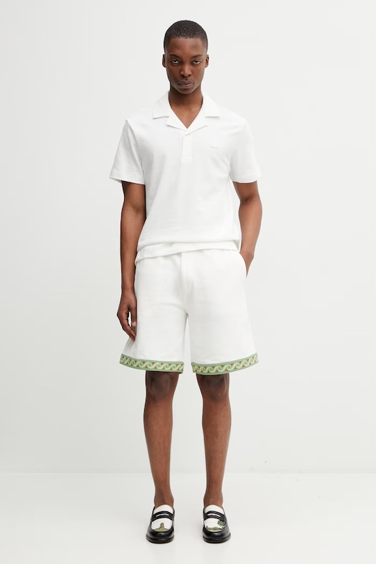 Lacoste polo męskie bawełniane DH1969 biały