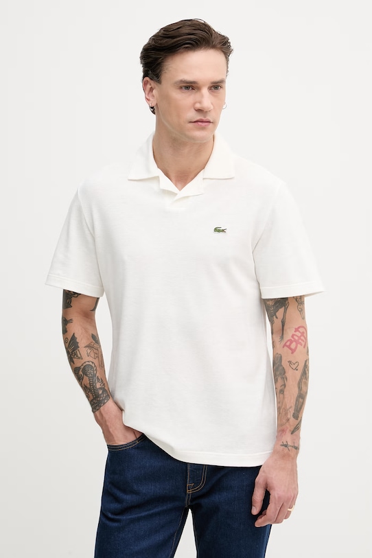Lacoste polo z dodatkiem lnu regular beżowy PH2449