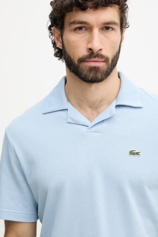 Lacoste polo tričko s prímesou ľanu pánske modrá PH2449