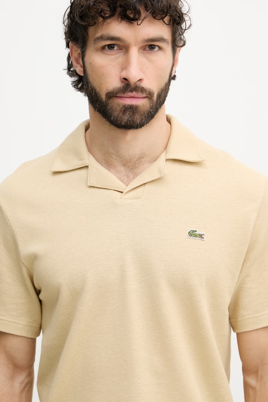 Lacoste polo tričko pánske s prímesou ľanu béžová PH2449