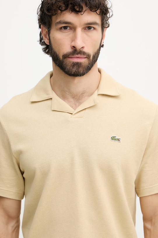 Lacoste polo tričko pánske s prímesou ľanu béžová PH2449