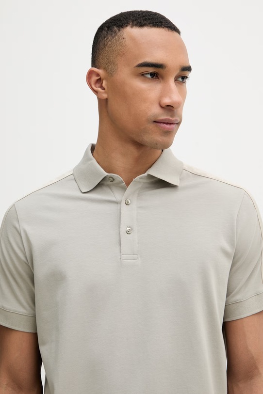Karl Lagerfeld polo pánské s bavlnou zelená 562235.745019