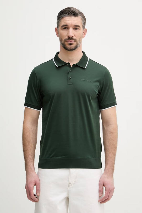 Karl Lagerfeld polo męskie bawełniane zielony 562200.745080