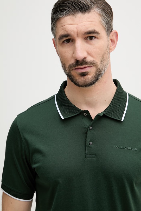 Karl Lagerfeld polo męskie bawełniane zielony 562200.745080
