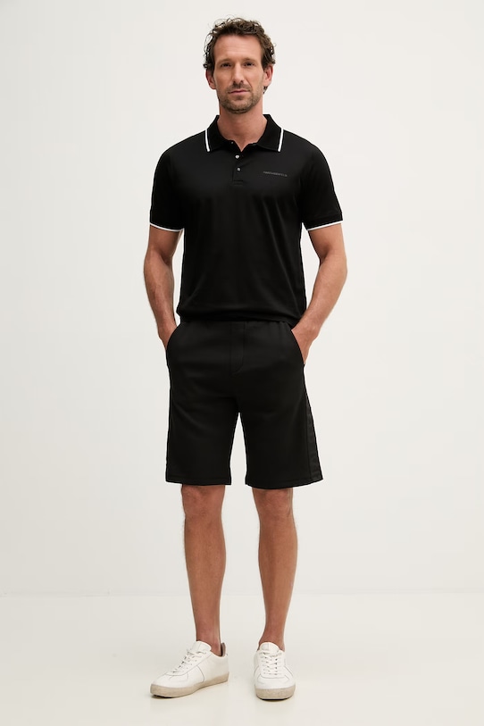 Karl Lagerfeld polo męskie bawełniane 562200.745080 czarny SS26