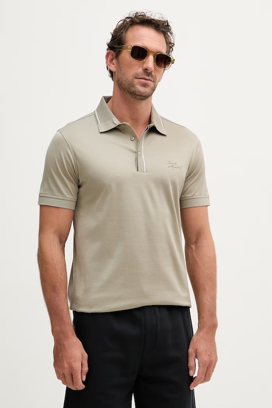 Karl Lagerfeld polo męskie bawełniane zielony 562200.745002