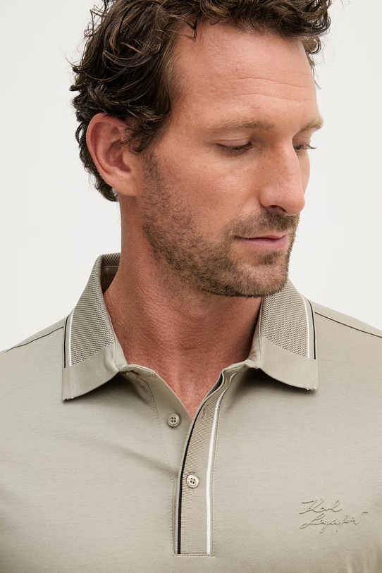 Karl Lagerfeld polo męskie bawełniane zielony 562200.745002