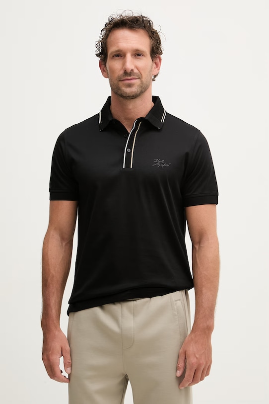 Karl Lagerfeld polo męskie bawełniane czarny 562200.745002