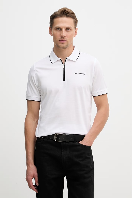Bavlnené polo tričko Karl Lagerfeld jednofarebný biela 562200.745003
