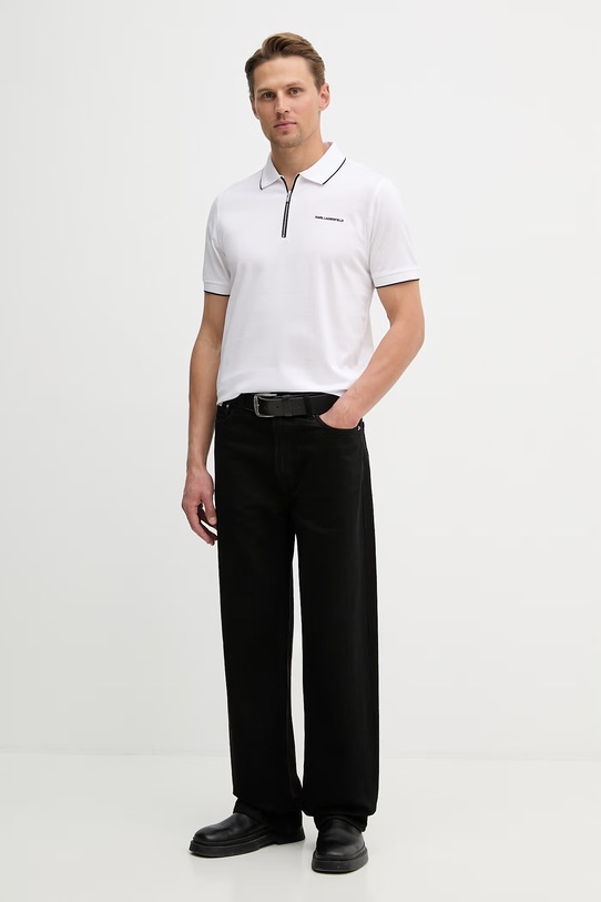 Bavlnené polo tričko Karl Lagerfeld 562200.745003 biela SS26