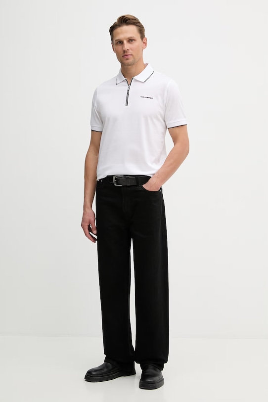 Bavlnené polo tričko Karl Lagerfeld 562200.745003 biela SS26