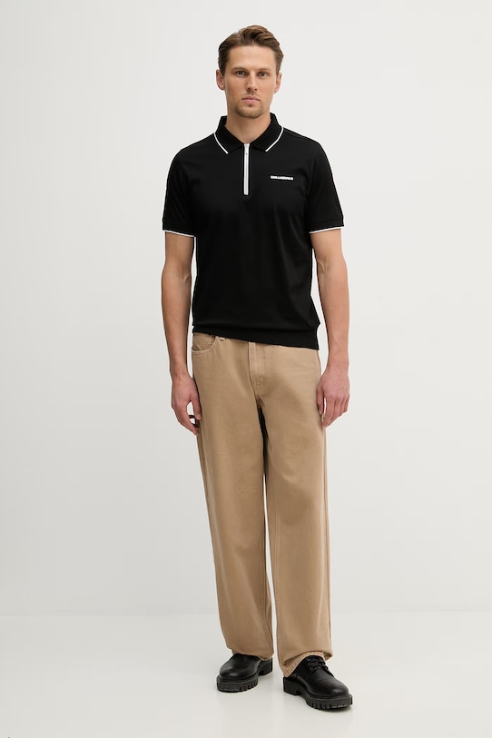 Bavlněné polo tričko Karl Lagerfeld 562200.745003 černá SS26