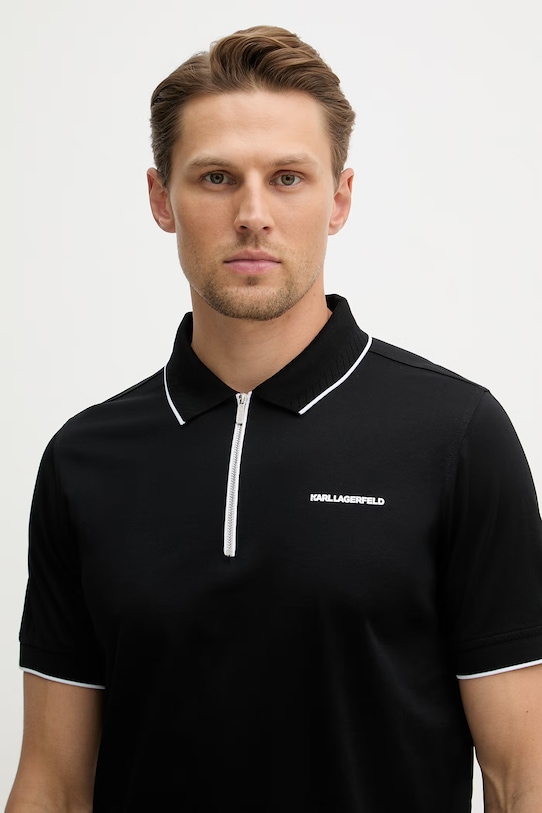 Bavlněné polo tričko Karl Lagerfeld černá 562200.745003