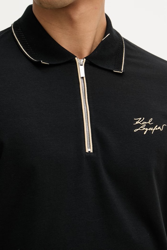 Karl Lagerfeld polo pánské bavlněné s elastanem 562221.745021 černá