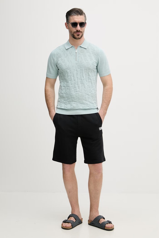 Karl Lagerfeld polo swetrowe męskie bawełniane 562301.655007 turkusowy SS26