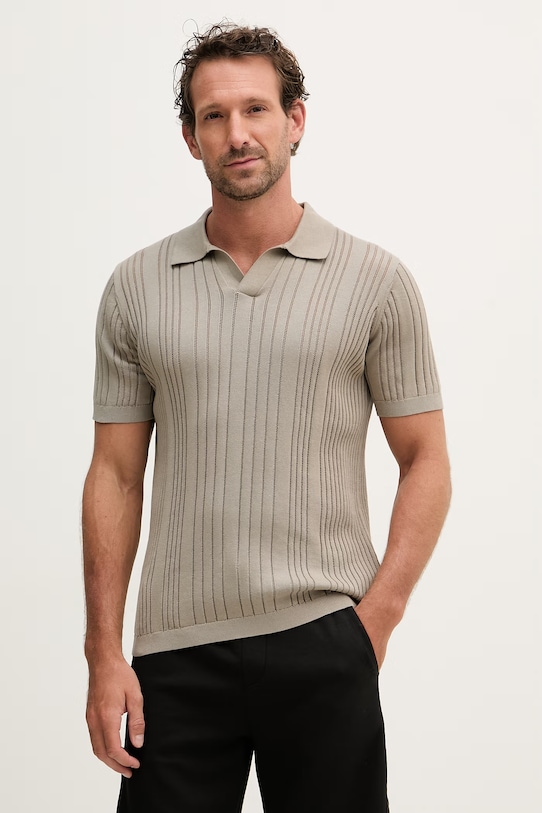 Karl Lagerfeld polo męskie bawełniane beżowy 562304.655016