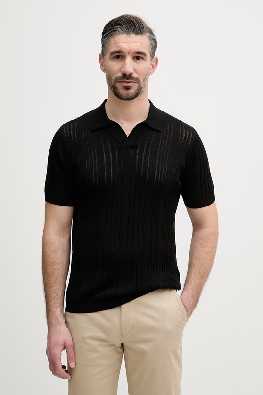Karl Lagerfeld polo pánské bavlněné černá 562304.655016